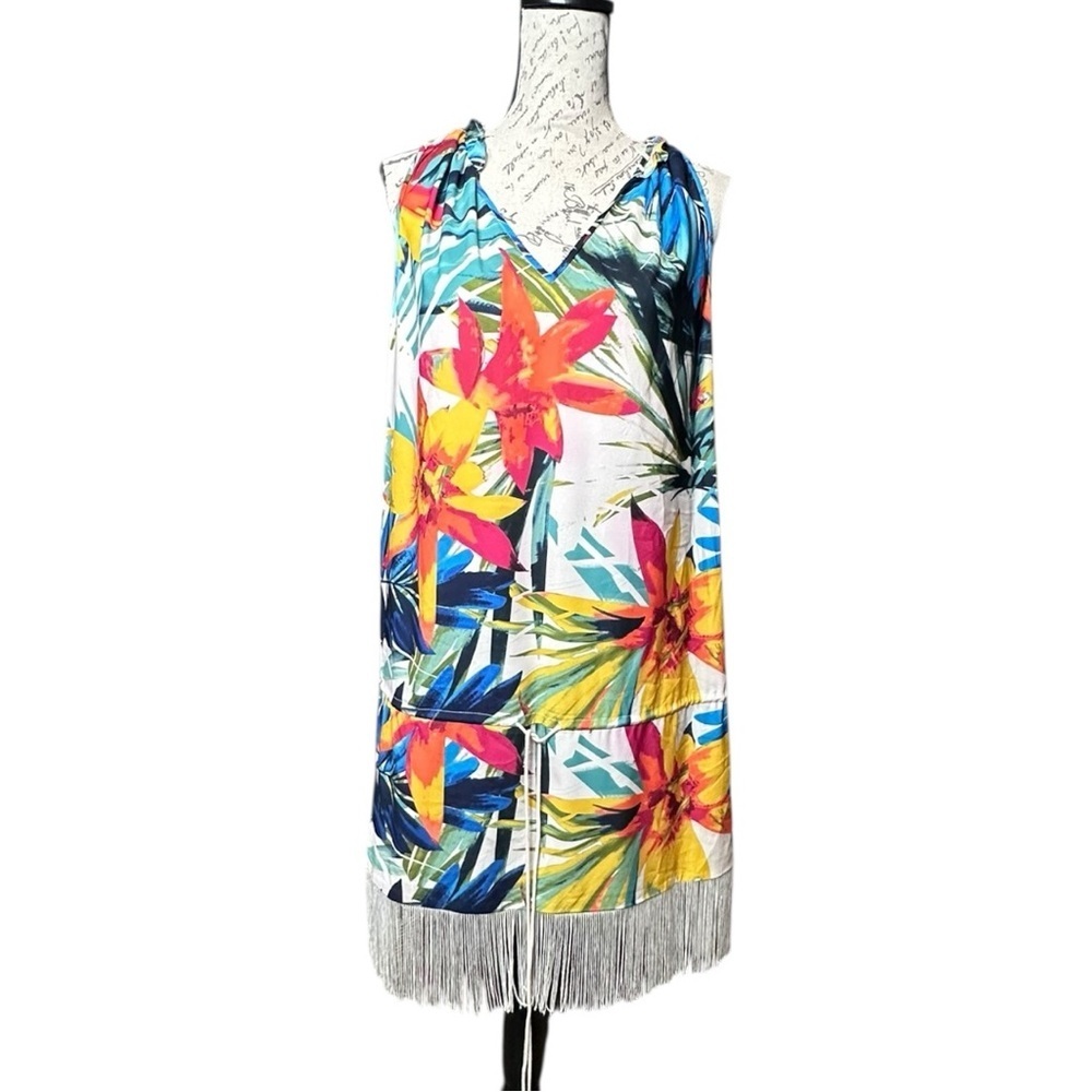 Nicole Miller Artelier Tropical Floral Sleeveless Swim Cover up Size Medium